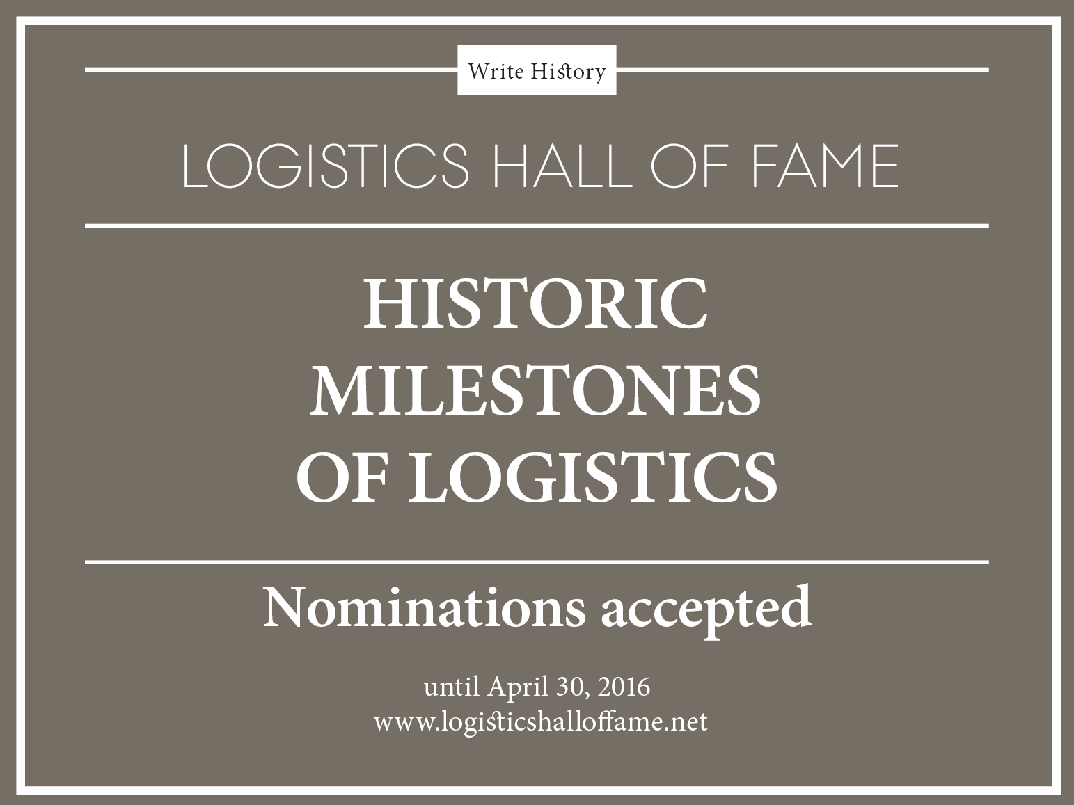 Countdown for Logistics Hall of Fame proposals has begun