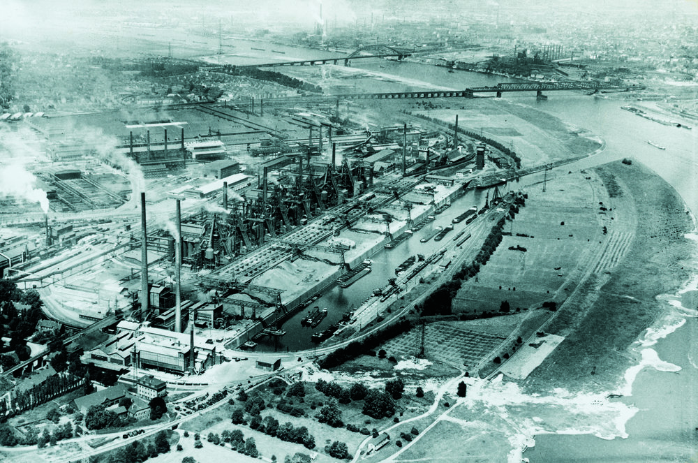 Aerial View Krupp steel mill Duisburg/Rheinhausen